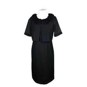 Danny & Nicole 2PC Black Sheath Formal Dress ~ Sz 8 ~ Knee Length ~ Sleeveless